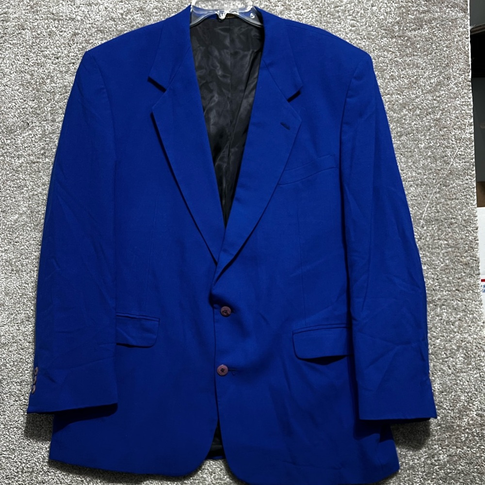 Bachrach Men's Royal Blue Blazer Jacket Sz 46L Vintage 2 Button Sport Coat